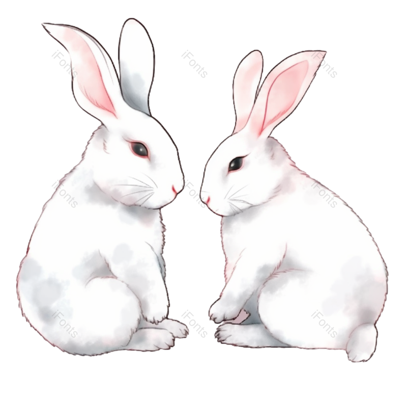 春节图片,兔子元素,可爱兔子PNG,手绘兔子免抠素材